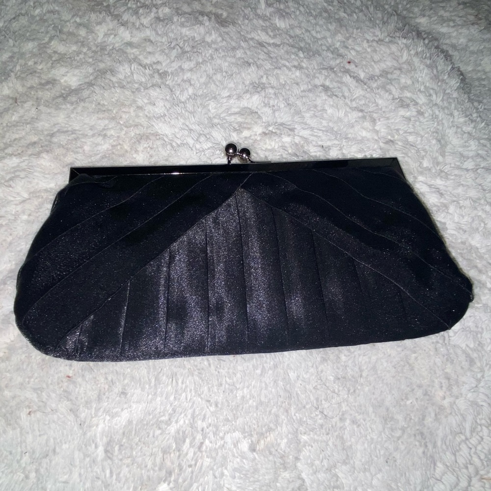 Black satin clutch